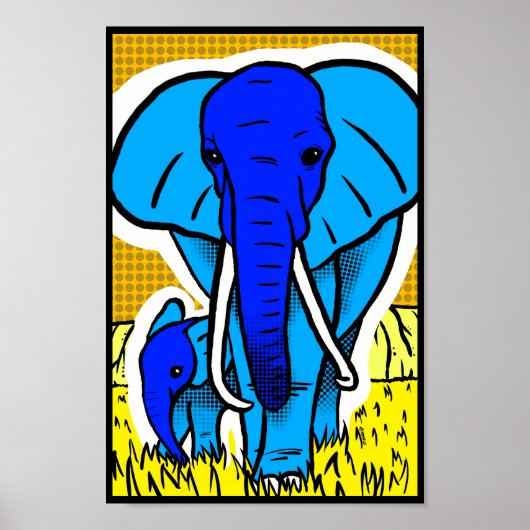 Retro Popart Elephant Poster (Voorkant)