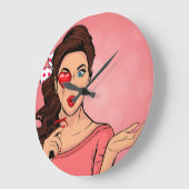 Retro Popart Lady Grote Klok (Hoek)