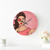 Retro Popart Lady Grote Klok (Huis)