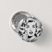 Retro popart thema/ontwerp ronde button 3,2 cm (Voorkant /achterkant)