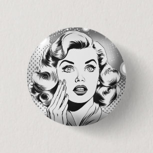 Retro popart thema/ontwerp ronde button 3,2 cm
