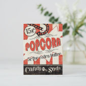 Retro Popcorn Briefkaart (Staand voorkant)