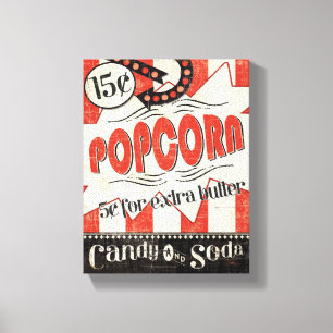 Retro Popcorn Canvas Afdruk
