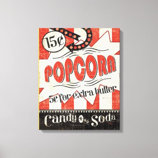 Retro Popcorn Canvas Afdruk (Voorkant)