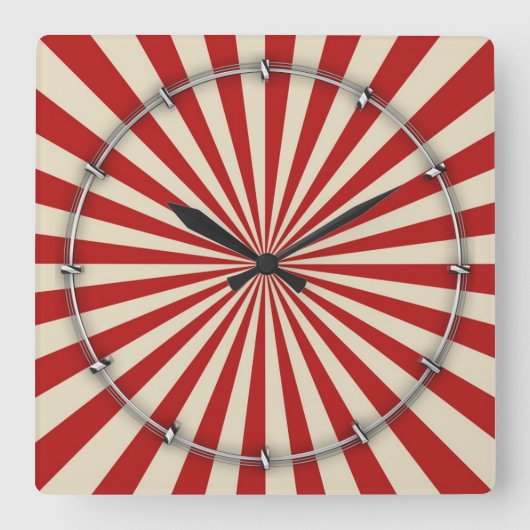 Retro  Popcorn Classic Spinning Wheel Decor Vierkante Klok (Voorkant)