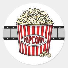 Retro Popcorn en filmstrip Ronde Sticker