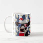 Retro Popcorn Pattern Koe Koffiemok (Links)
