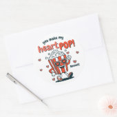 Retro Popcorn Valentijnsticker Ronde Sticker (Envelop)