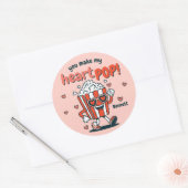 Retro Popcorn Valentijnsticker Ronde Sticker (Envelop)