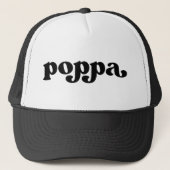 Retro Poppa Black en White Trucker Pet (Voorkant)
