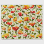 Retro Poppies Cadeaupapier (Vlak)