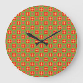Retro Poppies en Polka Dots Ronde Wandklok