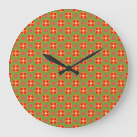 Retro Poppies en Polka Dots Ronde Wandklok (Voorkant)