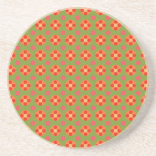 Retro Poppies en Polka Dots Sandstone Onderzetter