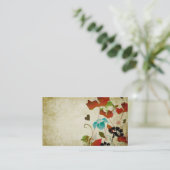 Retro poppies Visitekaartje (Staand voorkant)