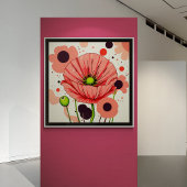 Retro Poppy Bloom - Kunstdruk Poster