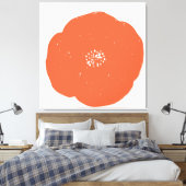 Retro Poppy Floral Art in  Sinaasappel en wit Canvas Afdruk (Insitu (Slaapkamer))
