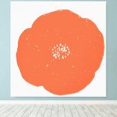 Retro Poppy Floral Art in  Sinaasappel en wit Canvas Afdruk (Insitu (Houten vloer))