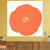 Retro Poppy Floral Art in  Sinaasappel en wit Canvas Afdruk (Insitu (Woonkamer))