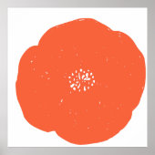 Retro Poppy Floral Art in  Sinaasappel en wit Poster (Voorkant)