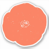 Retro Poppy Floral Art in  Sinaasappel en wit Sticker (Voorkant)