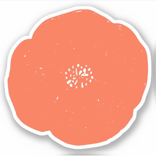 Retro Poppy Floral Art in  Sinaasappel en wit Sticker (Voorkant)