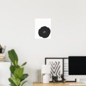 Retro Poppy  Floral Art in zwart-wit Poster (Thuiskantoor)