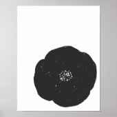 Retro Poppy  Floral Art in zwart-wit Poster (Voorkant)