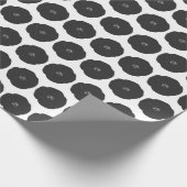 Retro Poppy Floral Art Pattern in Black and White Cadeaupapier (Hoek)