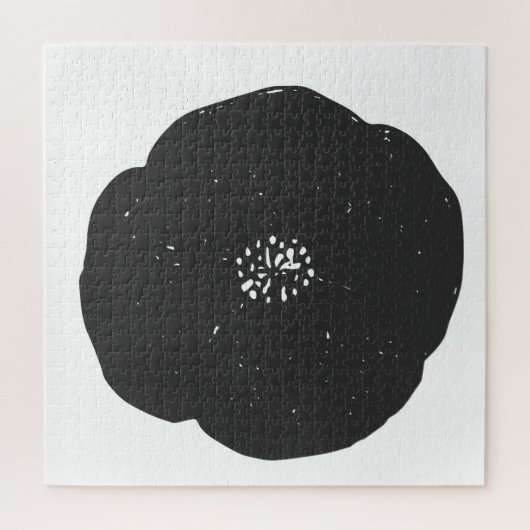 Retro Poppy Floral Art Pattern in Black and White Legpuzzel (Verticaal)