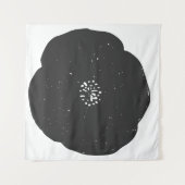 Retro Poppy Floral Art Pattern in Black and White Wandkleed (Voorkant (horizontaal))