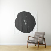 Retro Poppy Floral Art Pattern in Black and White Wandkleed (In Situ (horizontaal))