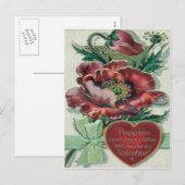  Retro Poppy Plant Valentijn Kaart (Voorkant / Achterkant)