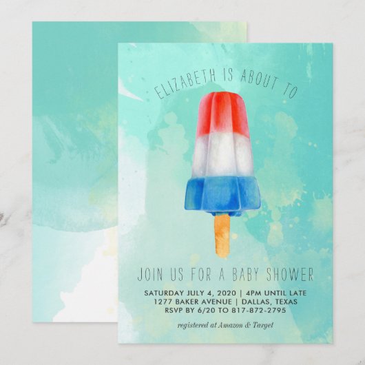 Retro Popsicle Baby shower Uitnodiging (Voorkant / Achterkant)