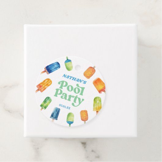 Retro Popsicle Verjaardag Zwembad Party Bedankjes Labels (In situ)
