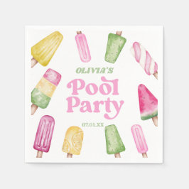 Retro Popsicle Verjaardag Zwembad Party Servet