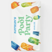 Retro Popsicle Verjaardag Zwembad Party Spandoek (Verticaal)