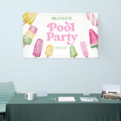Retro Popsicle Verjaardag Zwembad Party Spandoek (Beurs)