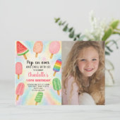 Retro Popsicle verjaardagsuitnodiging Kaart (Staand voorkant)