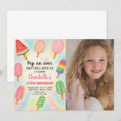 Retro Popsicle verjaardagsuitnodiging Kaart (Voorkant / Achterkant)