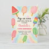 Retro Popsicle verjaardagsuitnodiging Kaart (Staand voorkant)