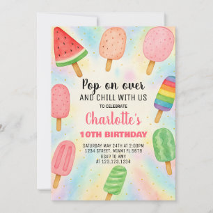 Retro Popsicle verjaardagsuitnodiging Kaart
