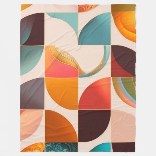Retro Popular Abstract Squares Collectie Fleece Deken (Voorkant)