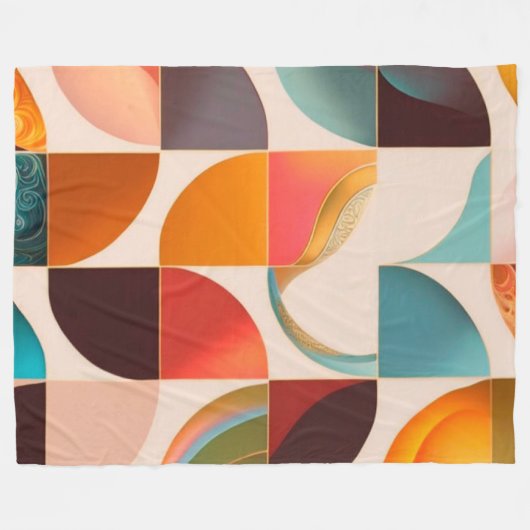 Retro Popular Abstract Squares Collectie Fleece Deken (Voorkant (Horizontaal))