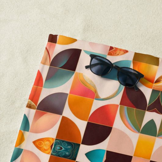 Retro Popular Abstract Squares Collectie Strandlaken (In situ)