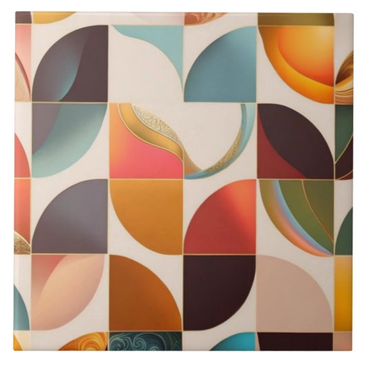 Retro Popular Abstract Squares Collectie Tegeltje (Voorkant)