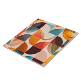 Retro Popular Abstract Squares Collectie Tegeltje
