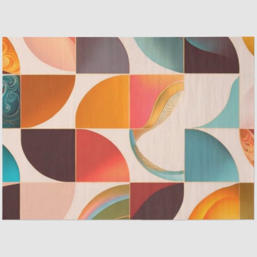 Retro Popular Abstract Squares Collectie Tissuepapier (Voorkant)