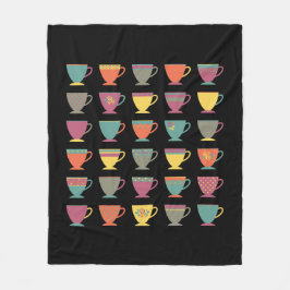 Retro porcelain-theebekertjes, kleurrijke koffieha fleece deken