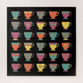 Retro porcelain-theebekertjes, kleurrijke koffieha legpuzzel
